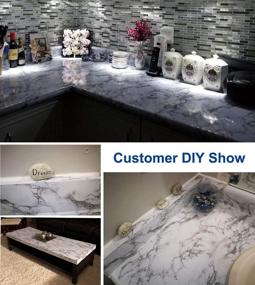 img 2 attached to 📦 17x100 inch Arthome Marble Paper: Self-Adhesive White/Gray Granite Wallpaper, Waterproof Gloss PVC Vinyl - Ideal for Furniture Cover Surface, Countertop, Kitchen, and Shelf Liner - Oil Proof & Durable