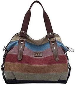img 1 attached to COOBA Women's Rainbow Canvas Bag - Casual Large Shopping Shoulder Bag