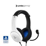 pdp gaming lvl40 stereo headset with mic for playstation, ps4, ps5 - pc, ipad, mac, laptop 🎧 compatible - noise cancelling microphone, lightweight, soft comfort on ear headphones, 3.5mm jack - white: the ultimate gaming companion! logo