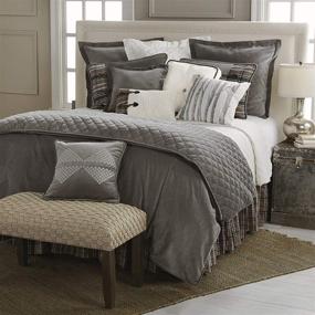 img 4 attached to 🛏️ Stylish HiEnd Accents Whistler Reversible Cotton Velvet Comforter Set: Full Size, Gray & Cream 4 PC Bundle