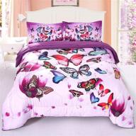 twin size 3-piece butterfly comforter sets for girls kids - quilted bedspread, bedding sets with butterfly motifs - twin butterfly bedding sets logo