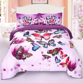 img 4 attached to Twin Size 3-Piece Butterfly Comforter Sets for Girls Kids - Quilted Bedspread, Bedding Sets with Butterfly Motifs - Twin Butterfly Bedding Sets