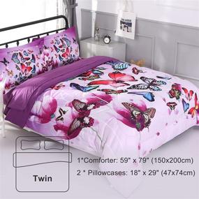 img 3 attached to Twin Size 3-Piece Butterfly Comforter Sets for Girls Kids - Quilted Bedspread, Bedding Sets with Butterfly Motifs - Twin Butterfly Bedding Sets