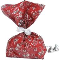 🤠 set of 12 red bandanna cello treat bags - ideal for western and cowboy cowgirl themed parties - essential party supplies logo