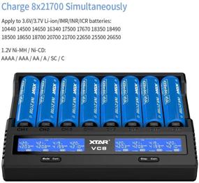 img 3 attached to 🔋 XTAR VC8 8-Bay Smart Charger: USB C & 21700 Battery Charger with LCD Display - Fast Charging for Li-ion & Ni-MH Batteries - Compatible with 18650, 21700, 10440, 16340, 18700, 26650