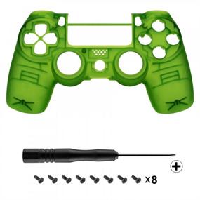 img 2 attached to 🎮 Enhance Your PS4 Gaming Experience with eXtremeRate Foggy Clear Green Faceplate Cover and Soft Touch Housing Shell Case for PS4 Slim Pro Controller JDM-040 JDM-050 JDM-055 - Controller NOT Included