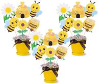 🐝 honey bee baby shower decorations: alluring 18-piece bumble bee party centerpieces & table decor with cake toppers & sticks - bee birthday party supplies included! logo