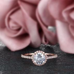 img 2 attached to Lamrowfay 1ct Round Brilliant Cut Solitaire CZ Engagement Ring in 14K Gold: Stunning 1.80cttw Sparkler!