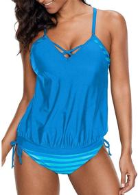 img 2 attached to Bdcoco Womens Striped Tankini Swimsuits Sports & Fitness in Water Sports