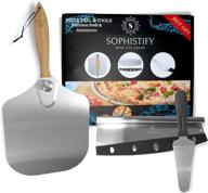 🍕 sophistify 12x14 inch pizza peel set with rocker cutter - aluminum pizza shovel with folding handle - pizza spatula server - rocker cutter set with cover - gourmet paddle and cutter set logo