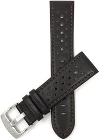 img 4 attached to 📿 Genuine Leather Stainless Vented Watch Band - 18 to 24mm