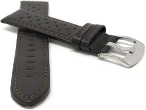 img 2 attached to 📿 Genuine Leather Stainless Vented Watch Band - 18 to 24mm