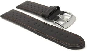 img 1 attached to 📿 Genuine Leather Stainless Vented Watch Band - 18 to 24mm