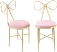 💕 wisfor set of 2 pink bow vanity chairs with bow knot backrest, velvet cushion for girls' bedroom makeup - pink логотип