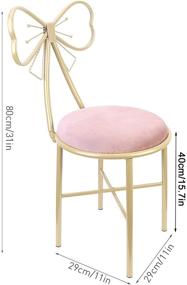 img 2 attached to 💕 Wisfor Set of 2 Pink Bow Vanity Chairs with Bow Knot Backrest, Velvet Cushion for Girls' Bedroom Makeup - Pink