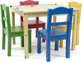 img 2 attached to 🪑 Humble Crew Collection Kids Wood Table &amp; 4 Chair Set: Natural/Primary - Stylish & Functional Furniture for Children