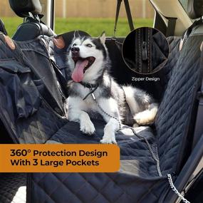 img 3 attached to Peteast Waterproof Dog Car Seat Cover for Back Seat, Scratchproof Hammock with Large Mesh Window, Dog Seat Belt Included, Storage Bag, Durable Washable Nonslip Backseat Protector for Cars & SUVs