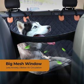 img 2 attached to Peteast Waterproof Dog Car Seat Cover for Back Seat, Scratchproof Hammock with Large Mesh Window, Dog Seat Belt Included, Storage Bag, Durable Washable Nonslip Backseat Protector for Cars & SUVs