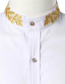 img 1 attached to ZEROYAA Men's Embroidered Banded Collar 👔 Shirt - Casual Style for Enhanced SEO