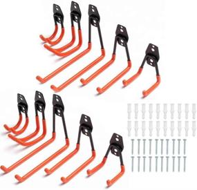img 4 attached to 🔧 Steel Garage Storage Hooks, Tickas 10 Pcs Heavy Duty Wall Mount Utility Hooks, Double U Hook for Organizing Power Tools, Ladders, Bulk Items - Ideal for Chair Storage