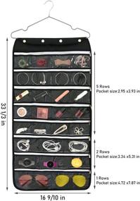 img 3 attached to 📿 Fangze Hanging Jewelry Organizer: Double Sided Storage with 56 Zippered Pockets for Black Jewelry (56 Pockets)