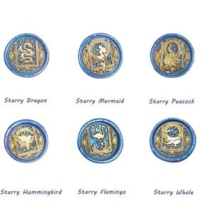 img 3 attached to 💌 Wax Seal Stamp Kit: Exquisite Animal Wax Seal Stamp Set with 6 Removable Brass Heads and 1 Wooden Handle - Dragon, Mermaid, Peacock, Hummingbird - Ideal for Wedding Invitation Envelopes