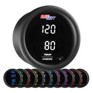 🔧 glowshift 10 color digital dual temp & pressure gauge kit – boost, oil, water & transmission – electronic sensors – 2 led displays – tinted lens – 52mm logo