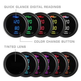 img 1 attached to 🔧 GlowShift 10 Color Digital Dual Temp & Pressure Gauge Kit – Boost, Oil, Water & Transmission – Electronic Sensors – 2 LED Displays – Tinted Lens – 52mm