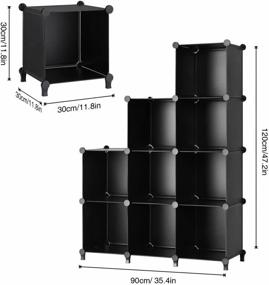 img 3 attached to 📦 Nicunom 9-Cube Storage Organizer: Stackable Shelves for Bedroom and Living Room, Black