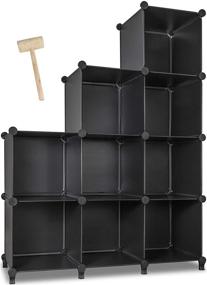 img 4 attached to 📦 Nicunom 9-Cube Storage Organizer: Stackable Shelves for Bedroom and Living Room, Black