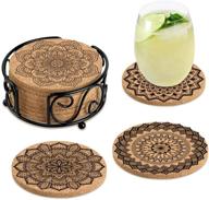 🍷 premium cork coasters with holder for drinks - perfect housewarming gift, living room and apartment decor logo