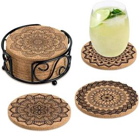 img 4 attached to 🍷 Premium Cork Coasters with Holder for Drinks - Perfect Housewarming Gift, Living Room and Apartment Decor