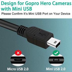 img 3 attached to 🔌 SCOVEE 2 упаковка Мини USB-кабель для GoPro Hero 4/3+/2/1 - Кабель для синхронизации данных и зарядки - 3 фута