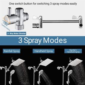 img 3 attached to COSYLAND 8-Inch High Pressure Rainfall Shower Head with Handheld Combo: 9 Settings, 11-Inch Extension Arm, 60-Inch Hose, Stainless Steel Bath Showerhead - Height/Angle Adjustable with Holder, Pipe Sealant Tape Included