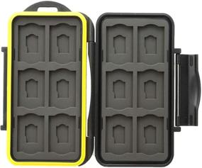 img 1 attached to 🤩 Grin Puzzle Rugged Shockproof Memory Card Case: Waterproof SD Card Holder with 24 Slots for SD Cards, Micro SD Cards, and TF Cards - Yellow