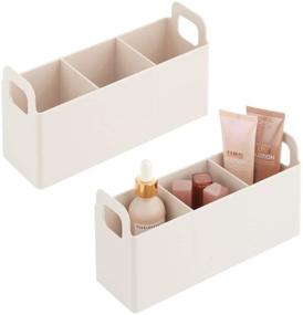 img 4 attached to mDesign Plastic Bathroom Vanity Organizer - Store Makeup and Beauty Essentials with Ease - Cream/Beige, 2 Pack
