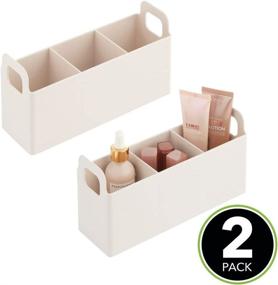 img 3 attached to mDesign Plastic Bathroom Vanity Organizer - Store Makeup and Beauty Essentials with Ease - Cream/Beige, 2 Pack