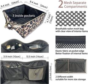 img 3 attached to 👜 Foldable Travel Makeup Bag: Large Cosmetic Organizer for Women and Girls - Waterproof, Thickened and Soft - Includes 3 Storage Bags for Brushes and Lipsticks - Large Pencil Case - Cute Leopard