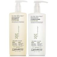 🌿 giovanni tea tree triple treat invigorating shampoo & conditioner set: cooling peppermint, conditioning rosemary, eucalyptus | sulfate-free, paraben-free, 24 fl oz - relieve dry flaky scalp! logo