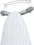 🔨 mdesign chrome wall mount ironing board holder - 2 robust hooks for ironing board, towels, cleaning brushes, spray bottles, coats - ideal for laundry rooms, utility rooms, closets, garages logo