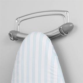 img 1 attached to 🔨 mDesign Chrome Wall Mount Ironing Board Holder - 2 Robust Hooks for Ironing Board, Towels, Cleaning Brushes, Spray Bottles, Coats - Ideal for Laundry Rooms, Utility Rooms, Closets, Garages
