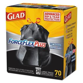 img 1 attached to 🗑️ "Glad ForceFlexPlus, большие мусорные пакеты, 30 галлонов, черные (Коробка с 70 штук) - 70358