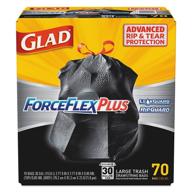 🗑️ "glad forceflexplus, большие мусорные пакеты, 30 галлонов, черные (коробка с 70 штук) - 70358 логотип