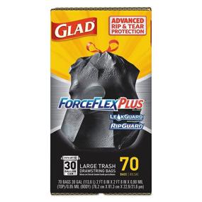 img 2 attached to 🗑️ "Glad ForceFlexPlus, большие мусорные пакеты, 30 галлонов, черные (Коробка с 70 штук) - 70358