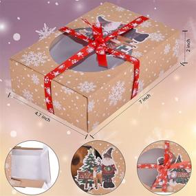 img 3 attached to 🍪 Fittone 24PCS Коробки для рождественских печеньев: Подарочная упаковка для праздничной еды, выпечки с окошком. Коробки для конфет и печенья - размер 7x4.7x2 дюйма