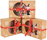 🍪 fittone 24pcs коробки для рождественских печеньев: подарочная упаковка для праздничной еды, выпечки с окошком. коробки для конфет и печенья - размер 7x4.7x2 дюйма логотип