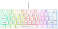 💡 rgb gaming keyboard 61 keys - 60% rgb backlit wired keyboard for pc/mac/linux/laptop (white) logo