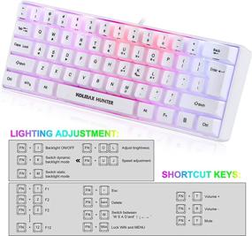 img 3 attached to 💡 RGB Gaming Keyboard 61 Keys - 60% RGB Backlit Wired Keyboard for PC/Mac/Linux/Laptop (White)