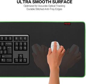 img 2 attached to Psitek 36x16 Inches XXL Large Gaming Mouse Pad Green: Waterproof, Precision-Optimized, Durable Stitched Edges - Full Desk Keyboard Mousepad