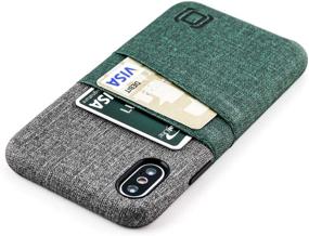 img 4 attached to Dockem Luxe IPhone X/XS Wallet Case: Slim Minimalist Case W/ 2 Credit Card Holder Slots: UltraGrip Canvas Style Synthetic Leather (Green And Grey)